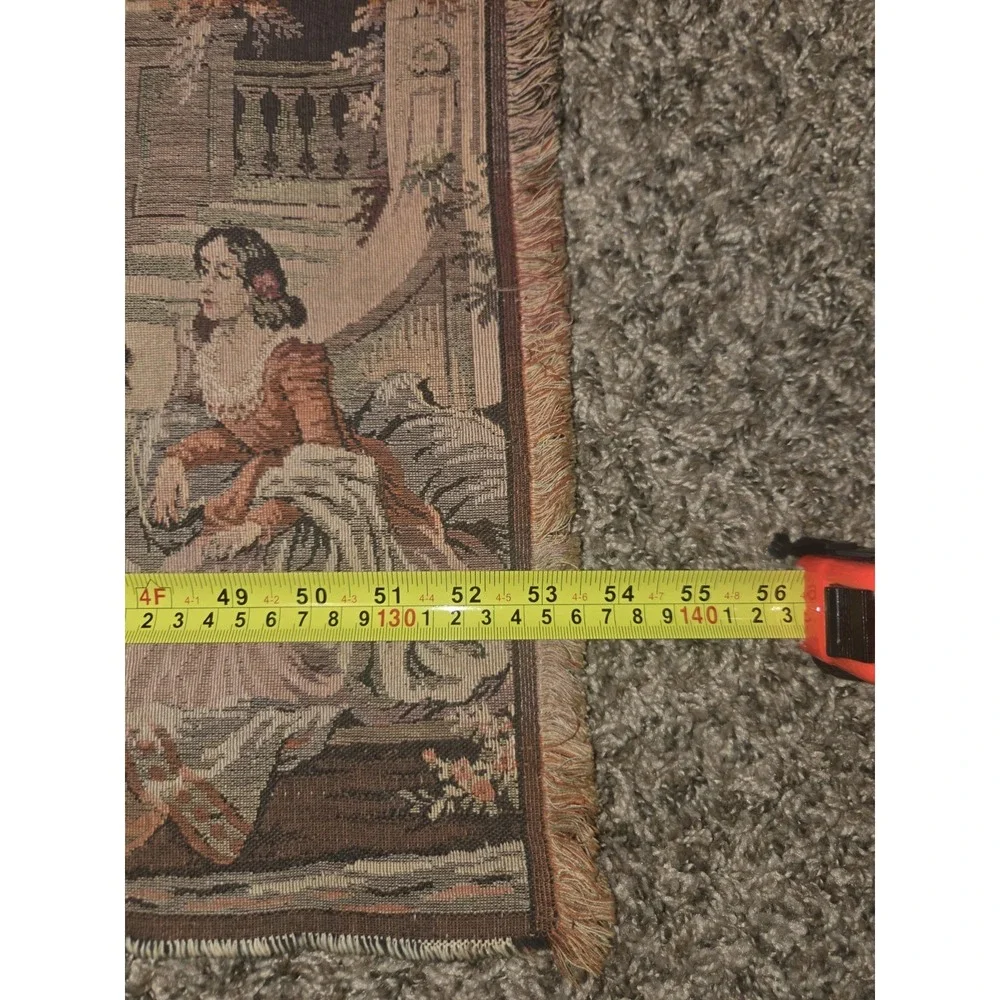 Vintage Belgian Jacquard Wall Tapestry Venetian Masquerade Scene 53x18